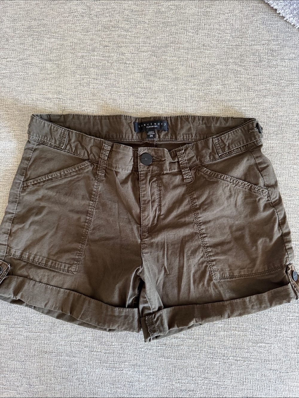 Sanctuary Olive Green Utility Shorts
